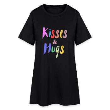 Design Kisses and Hug Colors - Women’s T-Shirt Dress - black - Front