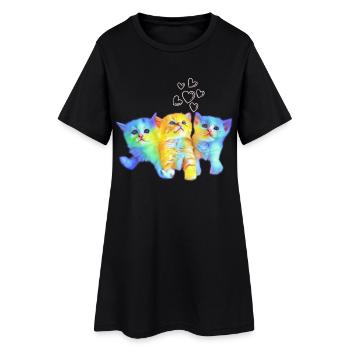 Bébés chats colorés - Robe T-shirt Femme - noir - Devant