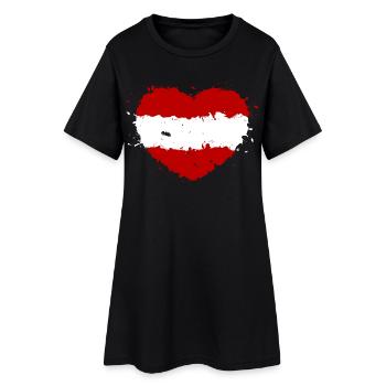 Österreich Herz Flagge Rot Weiß Rot Heimat - Frauen T-Shirt-Kleid - Schwarz - Vorne