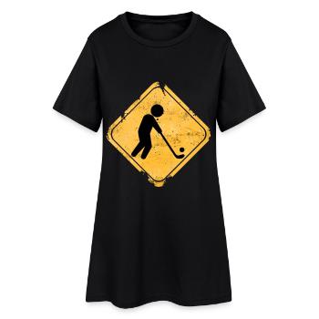 Panneau d’avertissement du passage à niveau de Grunge Hockey - Robe T-shirt Femme - noir - Devant