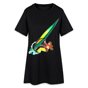 Windsurfing - Surfen - Surferin - Frauen T-Shirt-Kleid - Schwarz - Vorne