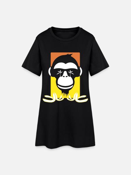 Lustiger Affe - Frauen T-Shirt-Kleid - Schwarz