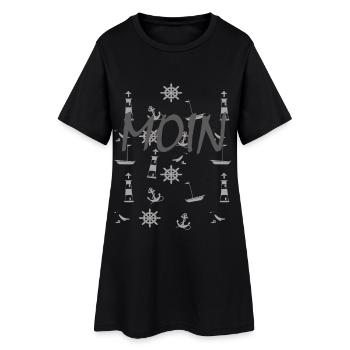 Maritime Symbole Moin - Frauen T-Shirt-Kleid - Schwarz - Vorne