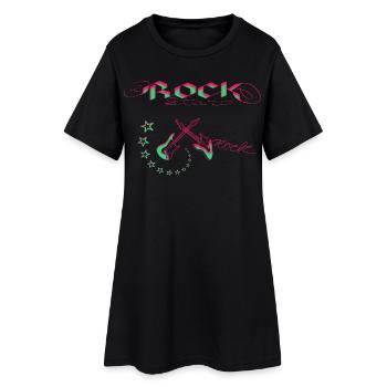 Rock Star Neon - Frauen T-Shirt-Kleid - Schwarz - Vorne