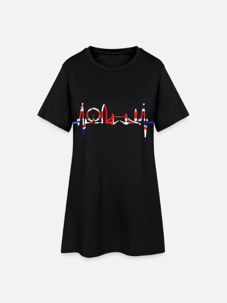 Londres Coeur Skyline Angleterre Coeur Union Jack - Robe T-shirt Femme - noir