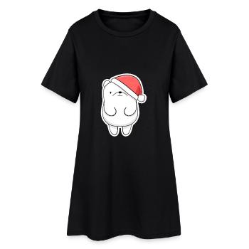 Ours de Noël avec le Père Noël - Robe T-shirt Femme - noir - Devant