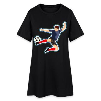 Fussballspieler - Frauen T-Shirt-Kleid - Schwarz - Vorne
