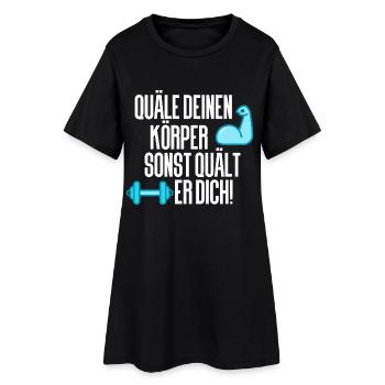 Gewichtheben Gym Fitness - Frauen T-Shirt-Kleid - Schwarz - Vorne