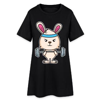 Lapin de fitness - Robe T-shirt Femme - noir - Devant