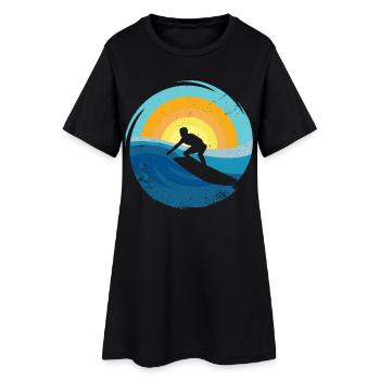 Surfeur - Planche de surf - Robe T-shirt Femme - noir - Devant