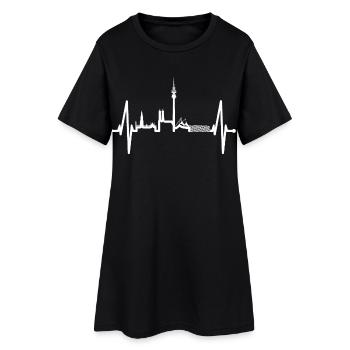 München Skyline Herzschlag Bayern Fan Liebe Munich - Frauen T-Shirt-Kleid - Schwarz - Vorne
