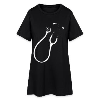 Schwarzweiß Stethoskop Linienkunst - Frauen T-Shirt-Kleid - Schwarz - Vorne