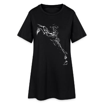 Linienhafte Tänzerin in Bewegung - Frauen T-Shirt-Kleid - Schwarz - Vorne