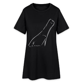 Weinflasche Strichzeichnung - Frauen T-Shirt-Kleid - Schwarz - Vorne