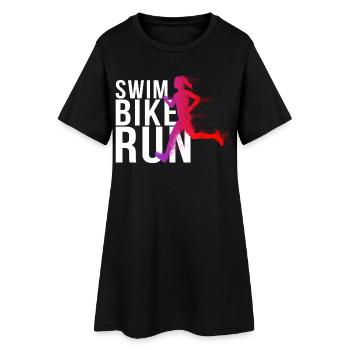 Triathlon - Femme nage, course à vélo - Robe T-shirt Femme - noir - Devant