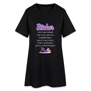 Bücher sind wie Kekse. Hat man einmal angefangen.. - Frauen T-Shirt-Kleid - Schwarz - Vorne