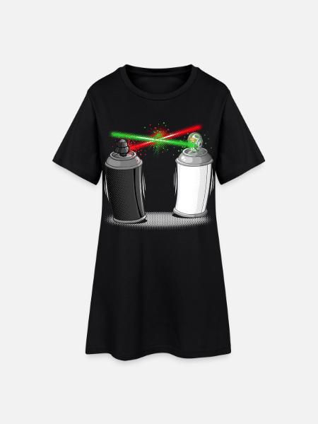 Graffiti wars - Frauen T-Shirt-Kleid - Schwarz