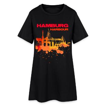 Hamburg Habour - Frauen T-Shirt-Kleid - Schwarz - Vorne