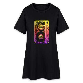 80er Party - Frauen T-Shirt-Kleid - Schwarz - Vorne