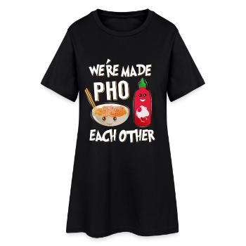 Jeu de mots Pho & Sriracha – Nous sommes faits l’un pour l’autre - Robe T-shirt Femme - noir - Devant