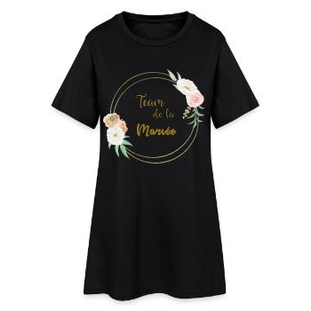 team de la mariée or et fleurs - Robe T-shirt Femme - noir - Devant