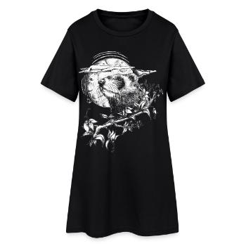 Furet sur le fond de la lune - Robe T-shirt Femme - noir - Devant