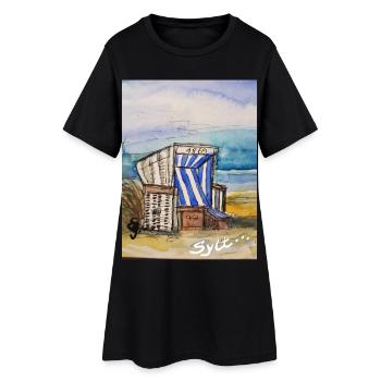 Vacances au rez-de-chaussée I Mer du Nord I Sylt I Chaise de plage I Mer - Robe T-shirt Femme - noir - Devant