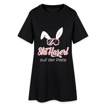 Ski Haserl auf der Piste - Frauen T-Shirt-Kleid - Schwarz - Vorne