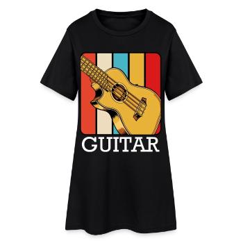 Design rétro de guitare avec bandes de couleur - Robe T-shirt Femme - noir - Devant