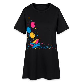 Karneval, Narrenmütze mit Luftballons - Robe T-shirt Femme - noir - Devant