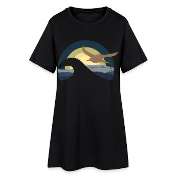 Mouette au bord de la mer - design - Robe T-shirt Femme - noir - Devant