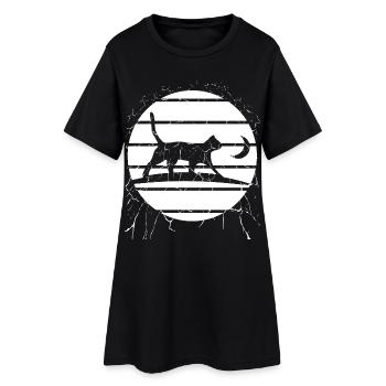 Chat au clair de lune – Promenade nocturne - Robe T-shirt Femme - noir - Devant
