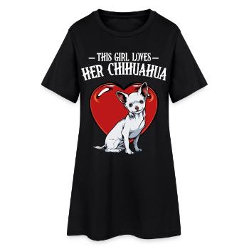 Son cœur Chihuahua Amour - Robe T-shirt Femme - noir - Devant