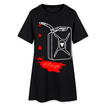love is my fuel, gasoline jerrycan, bidon d’essence - Robe T-shirt Femme - noir - Devant
