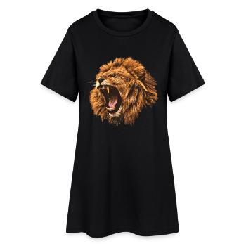 Lion rugissant cadeau - Robe T-shirt Femme - noir - Devant