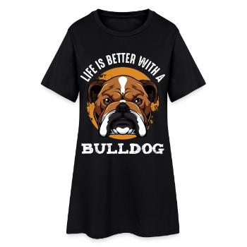 Bulldog Joie de vivre shirt motif - Women’s T-Shirt Dress - black - Front