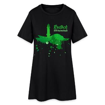 Rostock Warnemünde - Frauen T-Shirt-Kleid - Schwarz - Vorne