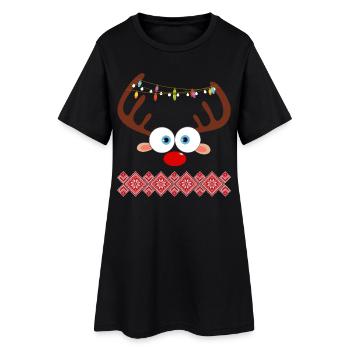 Renne Noël Moche - Robe T-shirt Femme - noir - Devant