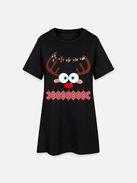 Renne Noël Moche - Robe T-shirt Femme - noir