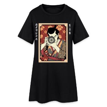 Portrait de l’appareil photo kimono - Robe T-shirt Femme - noir - Devant