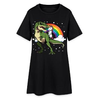 Dino licorne dans la magie arc-en-ciel - Robe T-shirt Femme - noir - Devant