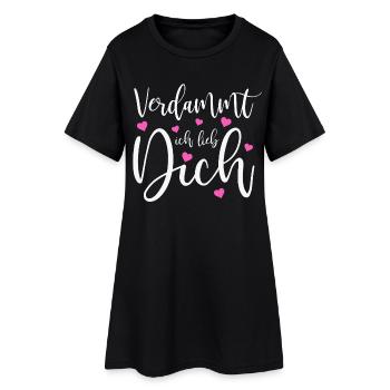 Verdammt ich lieb dich Liebe Schlager Sprüche - Frauen T-Shirt-Kleid - Schwarz - Vorne