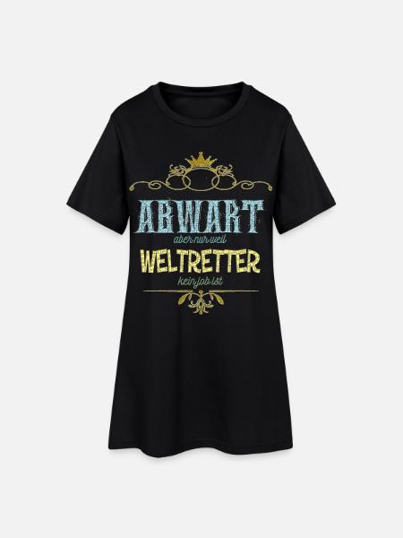 Abwart Weltretter - Frauen T-Shirt-Kleid - Schwarz