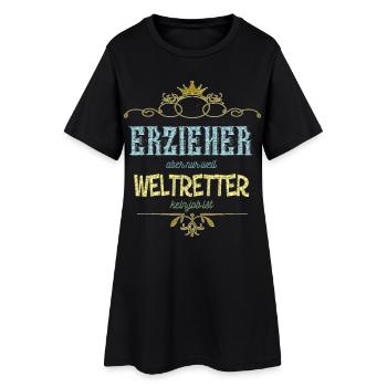 Erzieher Weltretter - Frauen T-Shirt-Kleid - Schwarz - Vorne