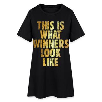 This is what Winners look like Gewinner (Goldgelb) - Frauen T-Shirt-Kleid - Schwarz - Vorne