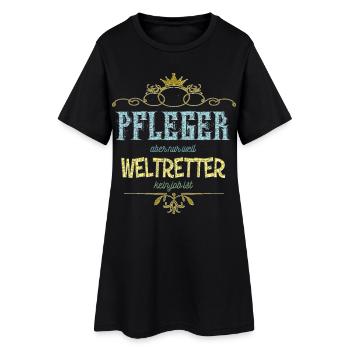 Pfleger Weltretter - Frauen T-Shirt-Kleid - Schwarz - Vorne