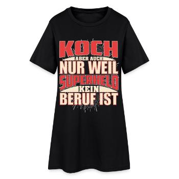 Koch Superheld - Frauen T-Shirt-Kleid - Schwarz - Vorne