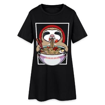 Faultier Ramen Fiesta - Frauen T-Shirt-Kleid - Schwarz - Vorne