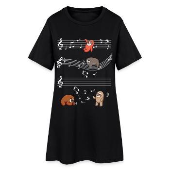 Music slots on note bars - Women’s T-Shirt Dress - black - Front