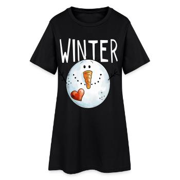 Winter Schneemann - Schneemänner - Schnee - Kälte - Frauen T-Shirt-Kleid - Schwarz - Vorne